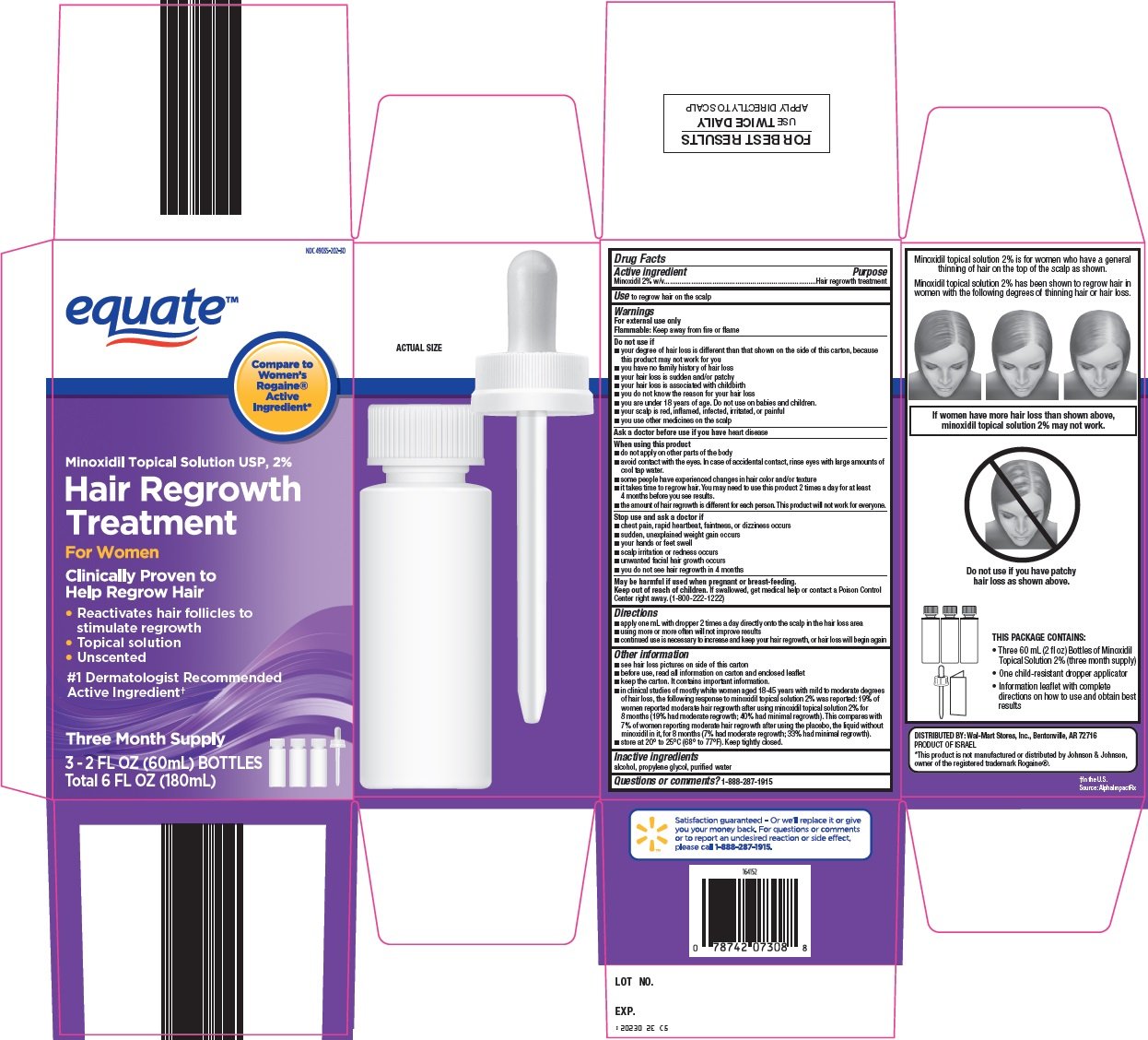 Equate Hair Regrowth Treatment For Women Solution Wal Mart Stores Inc 9206